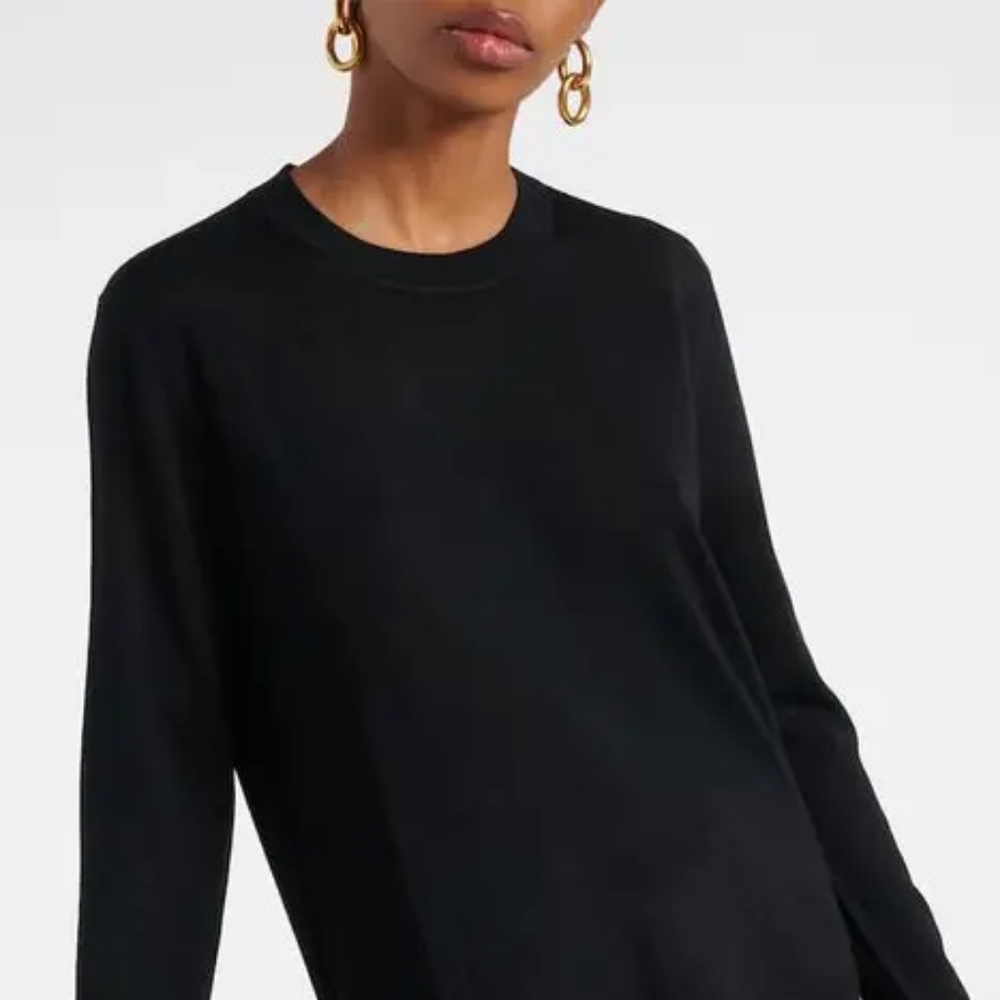 PROENZA SCHOULER Holt Renfrew Black Tissue Cotton Silk Trim L/S Tee S